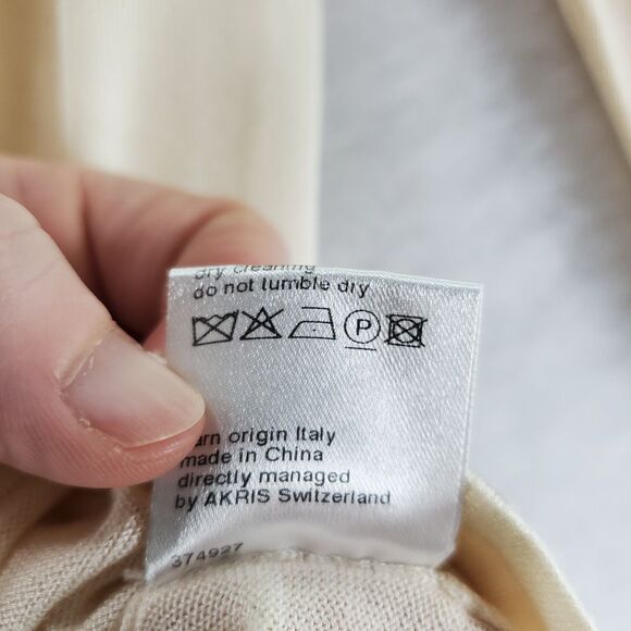 US 4 Akris Cashmere Silk Crew Neck Sweater Long Sleeves Cream Knit Lightweight - Picture 9 of 14